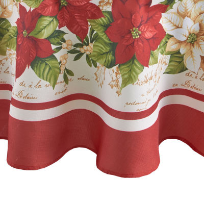 Elrene Home Fashions Red & White Poinsettia 70''x70'' Tablecloth