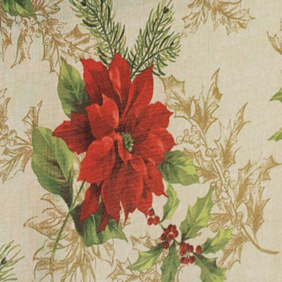 Elrene Home Fashions Festive Poinsettia Tablecloth