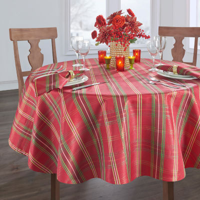 Elrene Home Fashions Shimmering Plaid Tablecloth