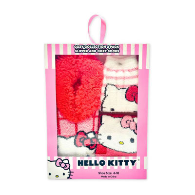 Womens Multi-Pack 3 Pair Hello Kitty Slipper Socks