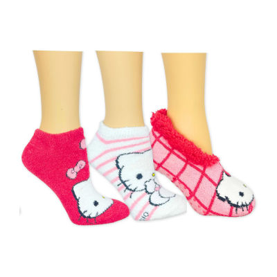 Womens Multi-Pack 3 Pair Hello Kitty Slipper Socks