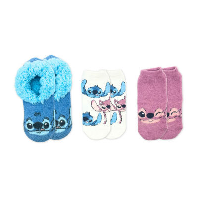 Womens Multi-Pack 3 Pair Lilo & Stitch Slipper Socks