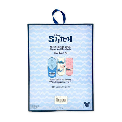 Womens Multi-Pack 3 Pair Lilo & Stitch Slipper Socks