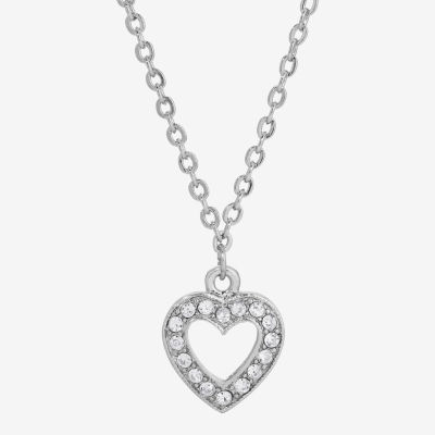 1928 Womens Crystal Alloy Heart 16 Inch Pendant Necklace