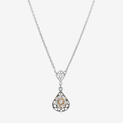 1928 Womens Crystal Alloy 16 Inch Pendant Necklace