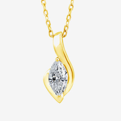 (F/Si1) Womens 3/8 CT. T.W. Lab Grown White Diamond 14K Gold Over Silver 18 Inch Pendant Necklace