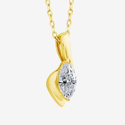 (F/Si1) Womens 3/8 CT. T.W. Lab Grown White Diamond 14K Gold Over Silver 18 Inch Pendant Necklace