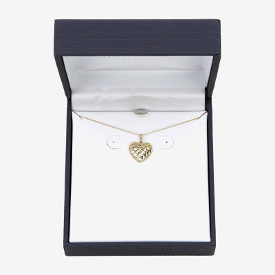 Womens 10K Gold Heart 18 Inch Pendant Necklace