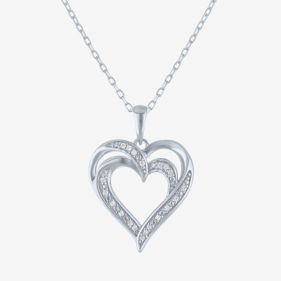 Yes, Please! (G-H / Si2-I1) Womens Diamond Accent Lab Grown White Diamond Sterling Silver Heart Pendant