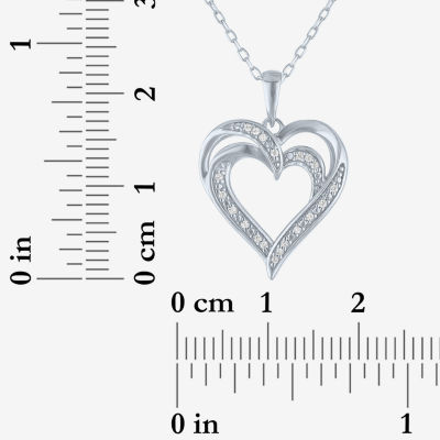 Yes, Please! (G-H / Si2-I1) Womens Diamond Accent Lab Grown White Diamond Sterling Silver Heart Pendant