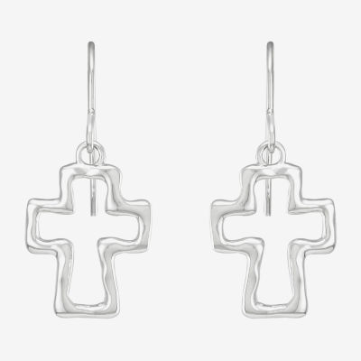 Silpada Cross Womens Sterling Silver Oval Drop Earrings