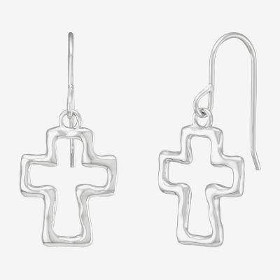 Silpada Cross Womens Sterling Silver Oval Drop Earrings