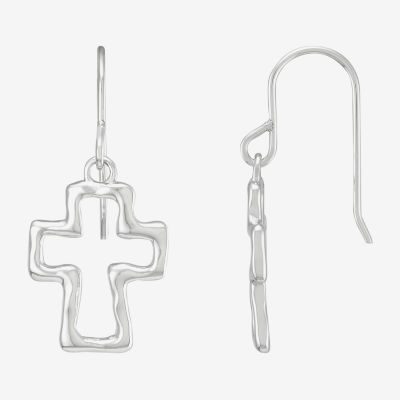 Silpada Cross Womens Sterling Silver Oval Drop Earrings, Color