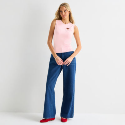 Forever 21 Womens Juniors Crew Neck Sleeveless T-Shirt