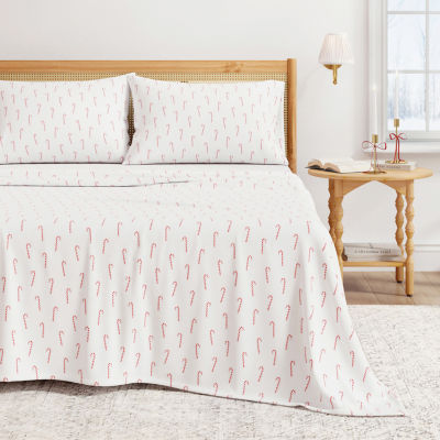 Linery Cotton Holiday Print Flannel Wrinkle Resistant Sheet Set
