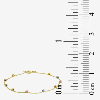 Womens 14K Tri-Color Gold 7.5 Inch Semisolid Cable Chain Bracelet