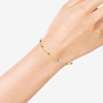 Womens 14K Tri-Color Gold 7.5 Inch Semisolid Cable Chain Bracelet