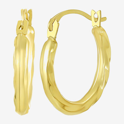 Womens 10K Gold 18mm Round Hoop Earrings