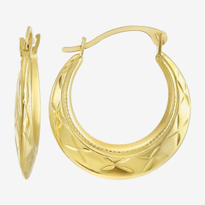 Womens 14K Gold 20mm Round Hoop Earrings