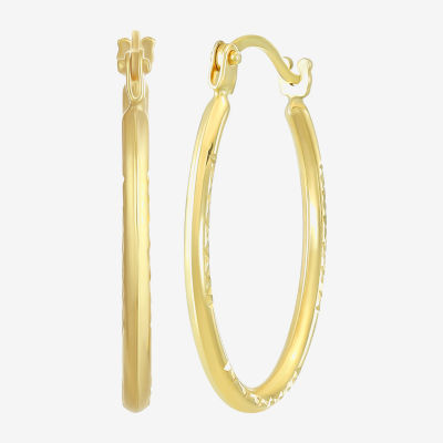 Womens 14K Gold 20.5mm Oval Hoop Earrings