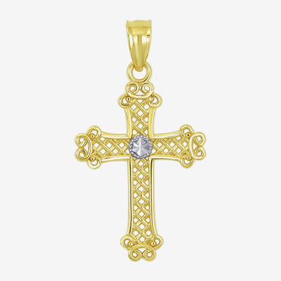 Cross Unisex Adult 10K Two Tone Gold Cross Pendant