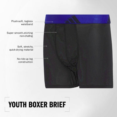 adidas Big Kid Boys 4 Pack Boxer Briefs S-5158609a