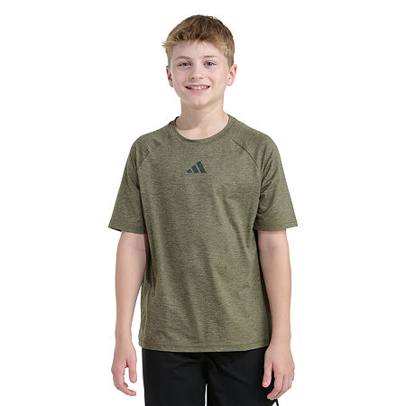 adidas Big Kid Boys Crew Neck Short Sleeve Regular Fit Graphic T-Shirt, Small (8), Green