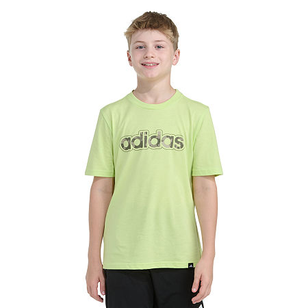 adidas Big Kid Boys Crew Neck Short Sleeve Regular Fit Graphic T-Shirt, Small (8), Green