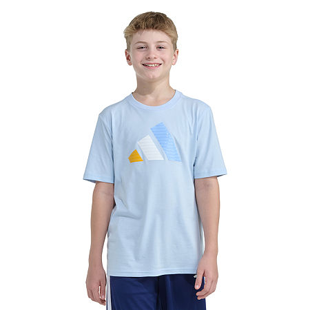 adidas Big Kid Boys Crew Neck Short Sleeve Regular Fit Graphic T-Shirt, X-large (18-20), Blue