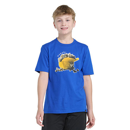 adidas Big Kid Boys Crew Neck Short Sleeve Regular Fit Graphic T-Shirt, X-large (18-20), Blue