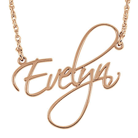 Personalized 27mm Cursive Name Pendant Necklace, One Size, Pink