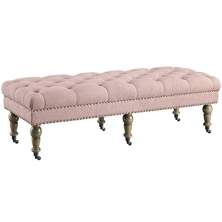 Georgina Washed Linen Bench, One Size, Pink