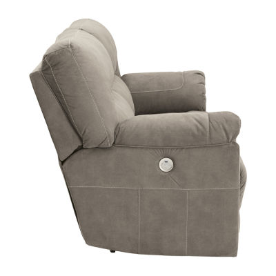 Signature Design by Ashley Cavalcade Power Reclining Sofa in Cool-Toned Slate