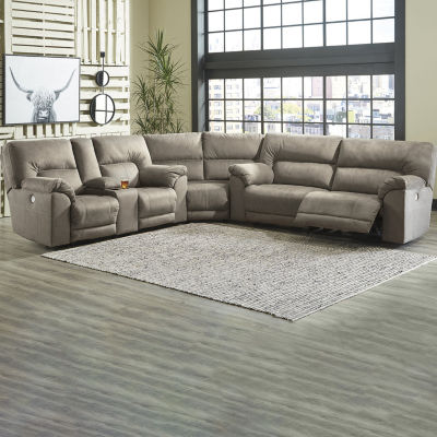 Signature Design by Ashley Cavalcade 3-Piece Power Reclining Sectional in Cool-Toned Slate