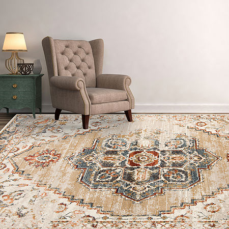 Amer Rugs Arlenu Fara Medallion Rectangular Rugs & Floor Coverings Indoor Medallion Accent Rugs, One Size, Beige