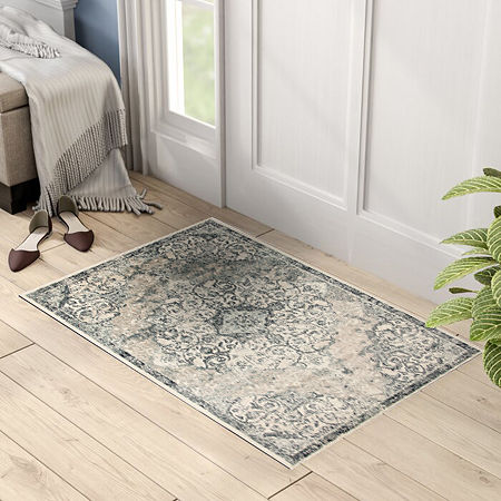 Amer Rugs Arlenu Eba Medallion Rectangular Rugs & Floor Coverings Indoor Medallion Accent Rugs, One Size, Blue