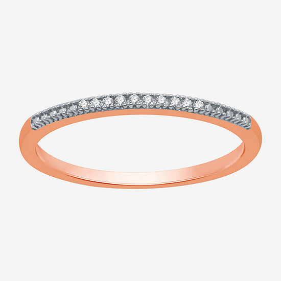 Limited Time Special! Diamond Accent Genuine White Diamond 14K Rose Gold Over Silver Sterling Silver Band