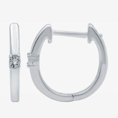 Limited Time Special! Diamond Accent Genuine White Diamond Sterling Silver Hoop Earrings
