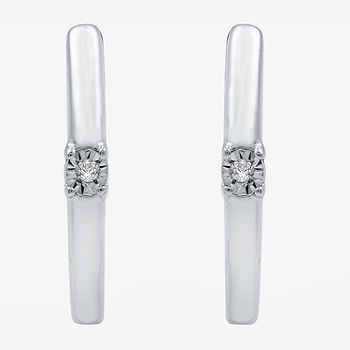 Yes, Please! Diamond Accent Natural White Diamond Sterling Silver 14.1mm Hoop Earrings Yes, Please! Diamond Accent Natural White Diamond Sterling Silver 14.1mm Hoop Earrings