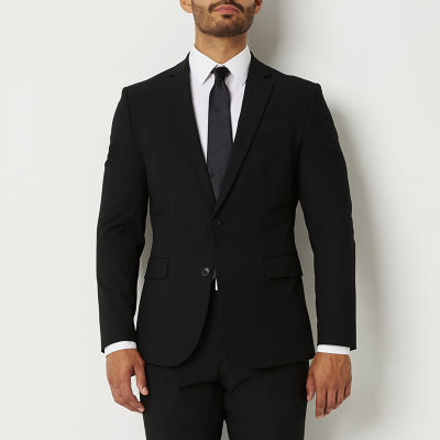 man wearing black taliored suit blazer