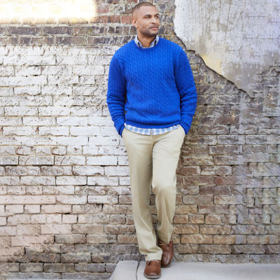St. John's Bay Cable Mens Crew Neck Long Sleeve Pullover Sweater