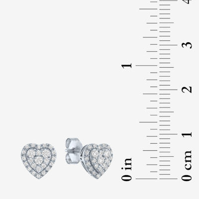 (G-H / Si2-I1) 1/3 CT. T.W. Lab Grown White Diamond 10K White Gold 7.9mm Heart Stud Earrings