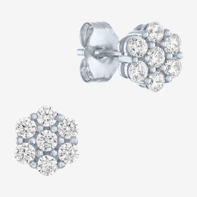 Diamond Blossom (G-H / I1-I2) 1/2 CT. T.W. Lab Grown White Diamond 10K White Gold Stud Earrings