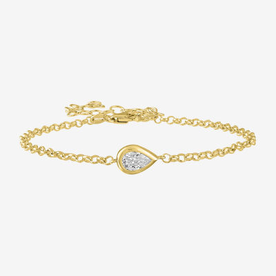 Diamond Addiction (G-H / Si2-I1) Womens 1/2 CT. T.W. Lab Grown White Diamond 10K Gold Pear Charm Bracelet