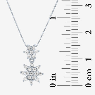 Diamond Blossom (G-H / Si2-I1) Womens 1/3 CT. T.W. Lab Grown White 10K Gold Snowflake Pendant Necklace