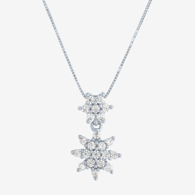 Diamond Blossom (G-H / Si2-I1) Womens 1/3 CT. T.W. Lab Grown White 10K Gold Snowflake Pendant Necklace