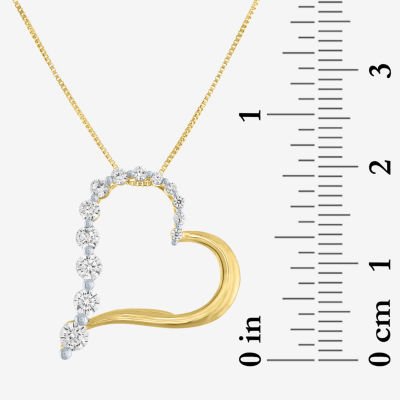 (G-H / Si2-I1) Womens 1/3 CT. T.W. Lab Grown White Diamond 10K Gold Heart 18 Inch Pendant Necklace