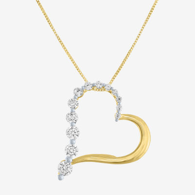 G-H / Si2-I1) Womens 1 1/ CT. T.W. Lab Grown White Diamond 10K Gold Heart Pendant Necklace