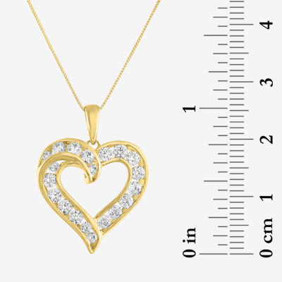 G-H / I1-I2) Womens 1 CT. T.W. Lab Grown White Diamond 10K White Gold Heart Pendant Necklace