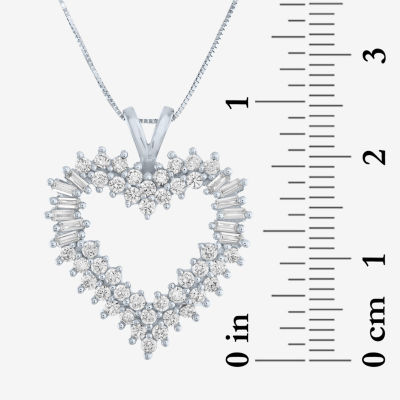 G-H / I1-I2) Womens 1 CT. T.W. Lab Grown White Diamond 10K White Gold Heart Pendant Necklace